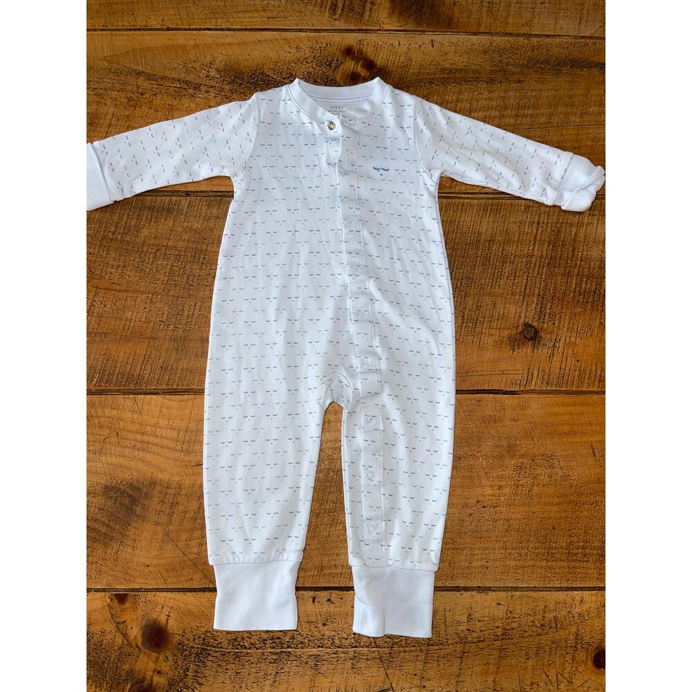 Baby Livly Light Blue‎ 100% Pima Cotton Eyelash Footless Snap Onesie 3-6 Months
